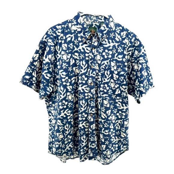 McGregor Other - McGregor Men’s L Large VTG 80’s Cotton Blue SS Button Shirt Hawaiian‎ Vintage